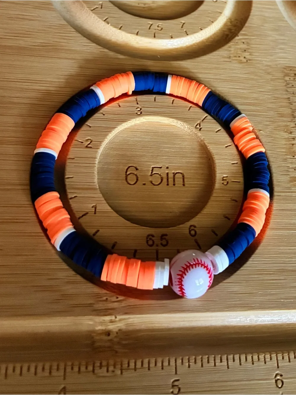 Tigers Baseball Beaded Stretch Bracelet Set - Orange, Navy & White